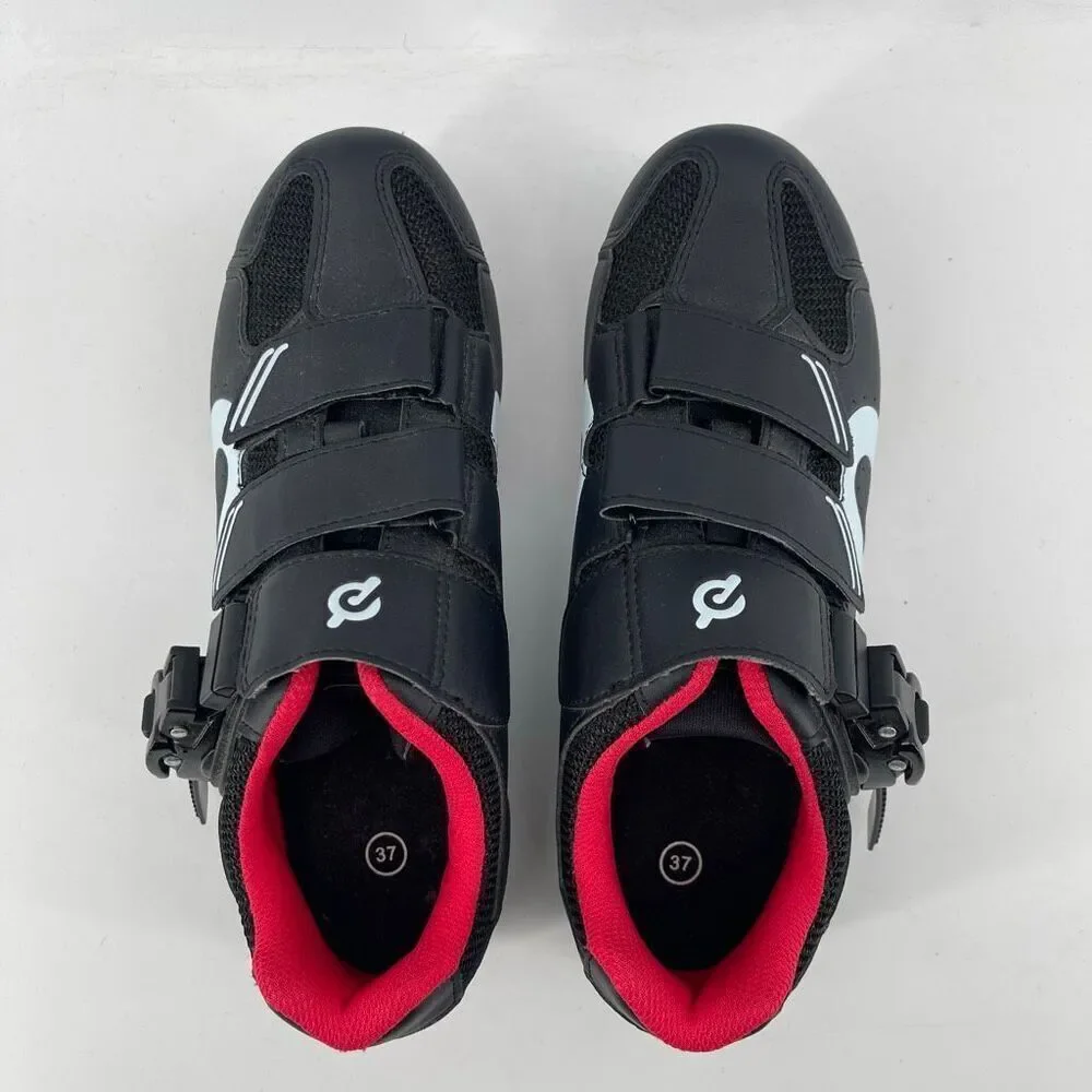 Peloton Unisex Cycling Shoes US 6–6.5 EU 37 Black Red Delta Cleats Spin Bike